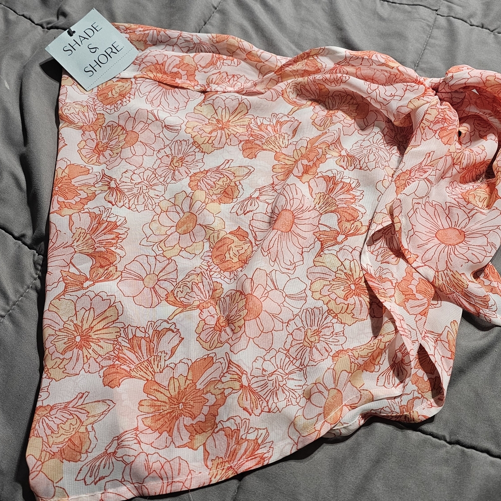 Shade & Shore Floral Swim Coverup - Orange and White